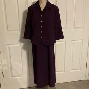 Coldwater Creek 2 piece maxi dress and jacket set purple eggplant P10